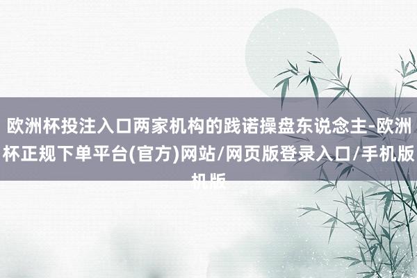 欧洲杯投注入口两家机构的践诺操盘东说念主-欧洲杯正规下单平台(官方)网站/网页版登录入口/手机版