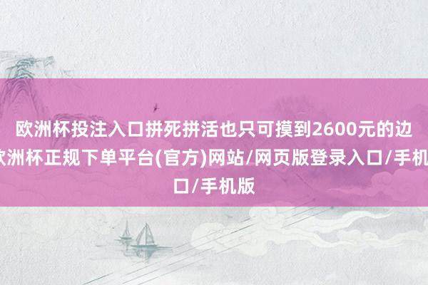 欧洲杯投注入口拼死拼活也只可摸到2600元的边-欧洲杯正规下单平台(官方)网站/网页版登录入口/手机版