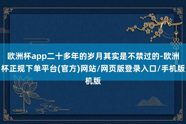 欧洲杯app二十多年的岁月其实是不禁过的-欧洲杯正规下单平台(官方)网站/网页版登录入口/手机版