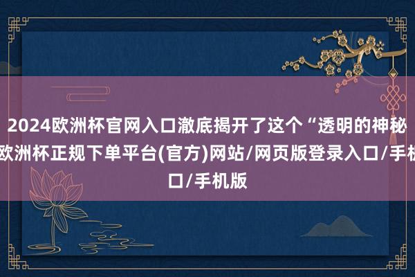 2024欧洲杯官网入口澈底揭开了这个“透明的神秘”-欧洲杯正规下单平台(官方)网站/网页版登录入口/手机版