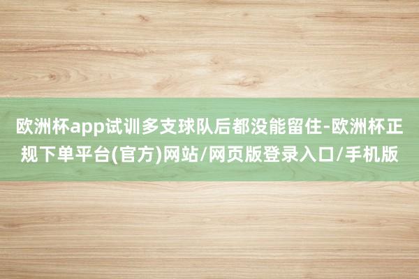 欧洲杯app试训多支球队后都没能留住-欧洲杯正规下单平台(官方)网站/网页版登录入口/手机版