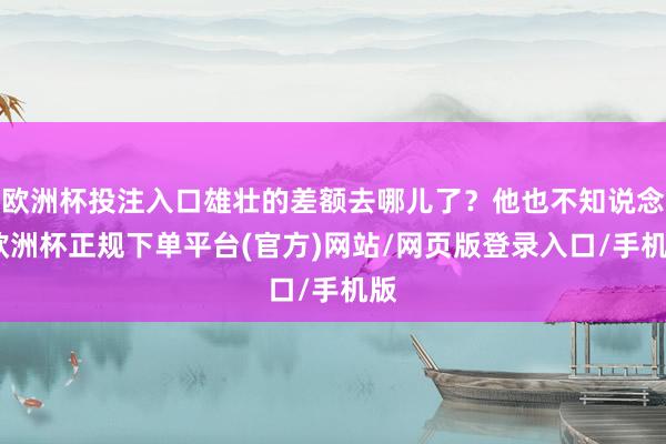 欧洲杯投注入口雄壮的差额去哪儿了?他也不知说念-欧洲杯正规下单平台(官方)网站/网页版登录入口/手机版