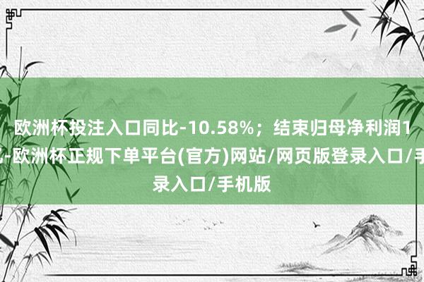 欧洲杯投注入口同比-10.58%；结束归母净利润1.53亿-欧洲杯正规下单平台(官方)网站/网页版登录入口/手机版